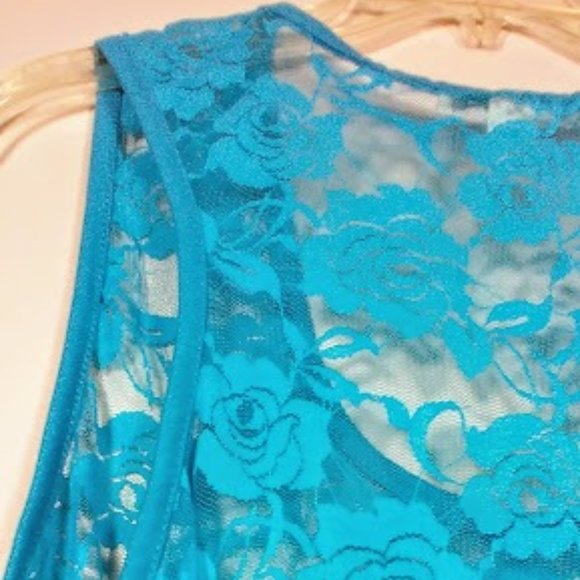 Derek Heart Plus Racerback Turqouise Stretch Lace Tank Sz: 2X - Picture 11 of 16